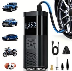 New Portable Cordless Tire Inflator Air Compressor with Fast & Digital Pressure Gauge/LED Light
