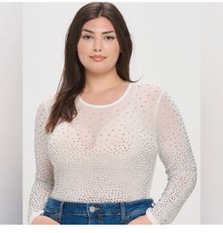 1x 2x white rhinestone bodysuit available