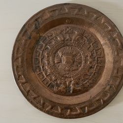 Aztec calendar brass plate