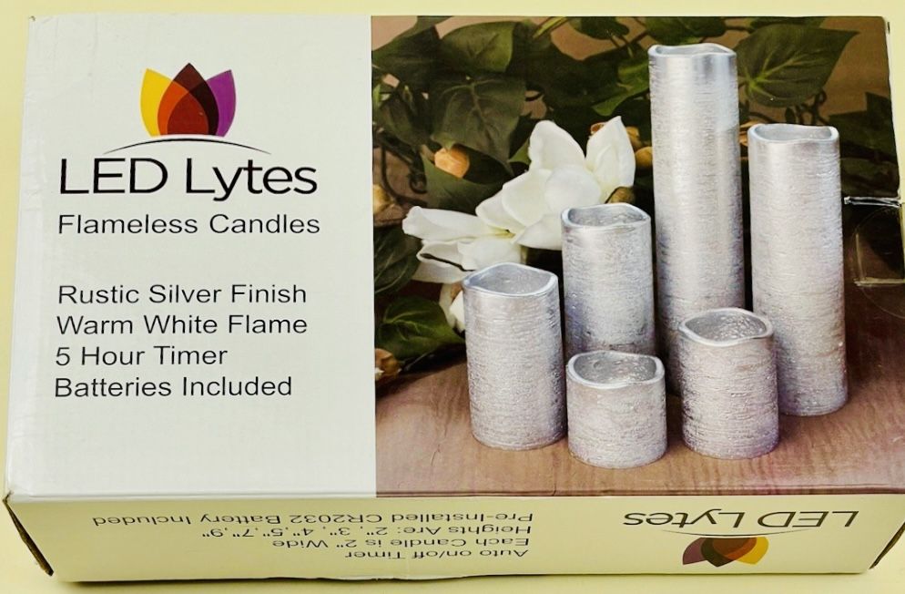 Flameless Candles Rustic Silver Finish LED LYTES