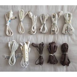 Light Duty Indoor Extension Cord Assorted Length, Set of 11 Cords