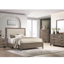 4- Pc Bedroom set Dresser,Mirror  Nightstand (1) Queen size bed frame  Not including Mattress and Box Sp