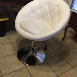 White Leather SWIVEL adjustable height chair