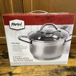 *NEW* New Parini 4-Qt Stainless Steel Dutch Oven with Glass Lid