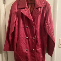 Jacket-Red Leather Vintage Size XL