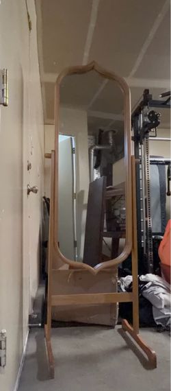 Full-Length Wood Frame Cheval Floor Mirror
