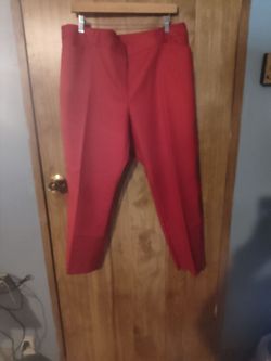 Red Cropped Dress Pants