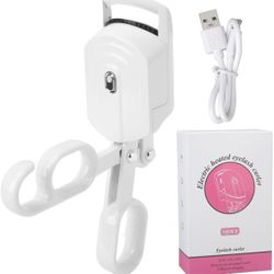 Jonlaki Rechargeable Heated Lash Curler, 3 Levels Temperature Long Lasting Electric Lash Curler, Eye Beauty Makeup Tools For Women (White)