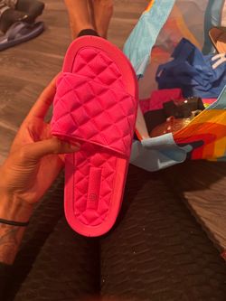 Hot Pink Quilted Slide Sandals Size 10