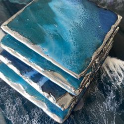 Square Coasters , Slate With Epoxy 