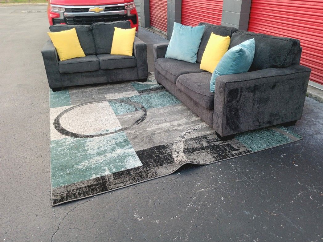 Dark Gray Couch and Loveseat