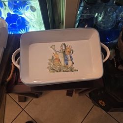 Beatrix Potter PETER RABBIT Rectangle Serving Casserole Baking Dish W/Handles