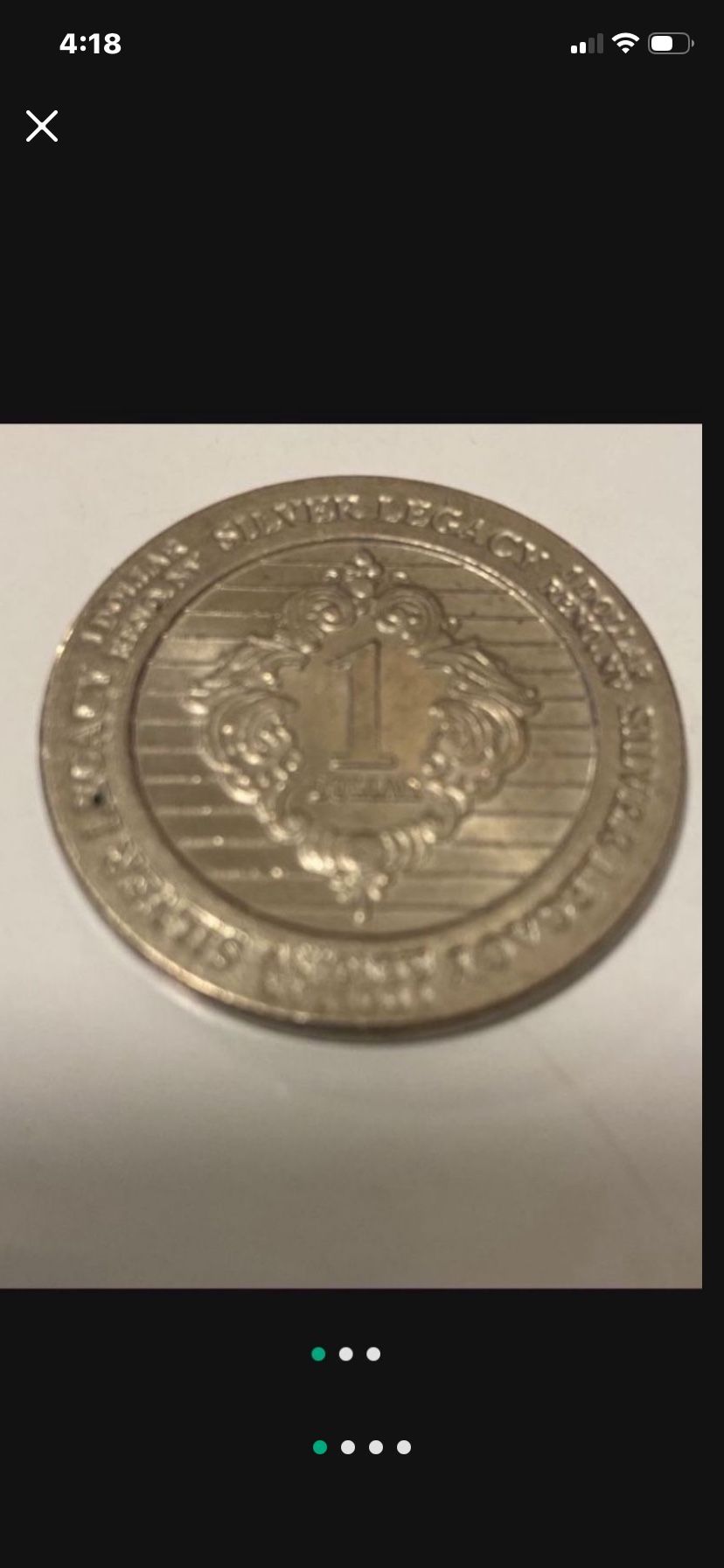 Classic Silver Legacy Hotel Casino - $1 Slot Gaming Token Reno Nevada - Nickel GDC 1995