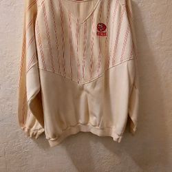 Rare 1980s Size-XL San Fransisco 49ers Creme Ree Stripe Sweatshirt W/Scarf
