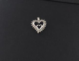Beautiful double heart design- sterling silver and rhinestones