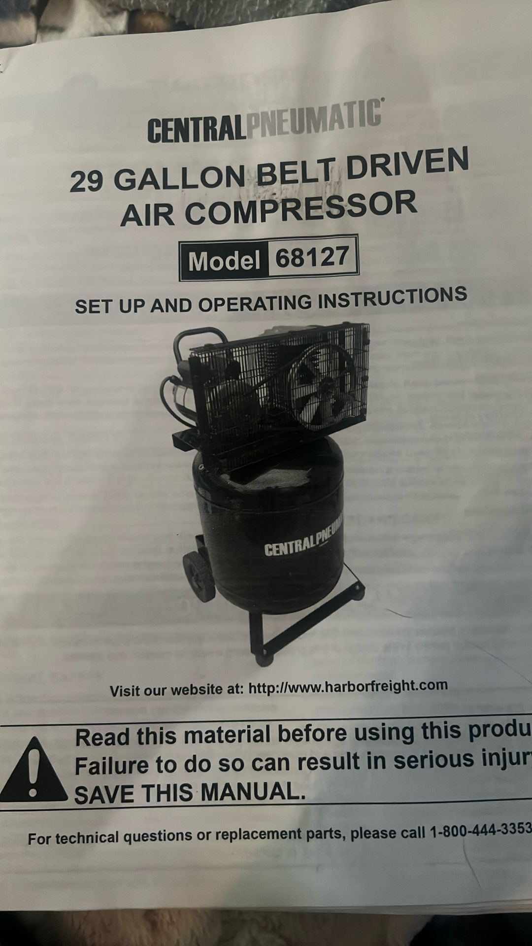 Central pneumatic Air Compressor
