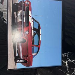 framed art print of a 1966 red and white Ford Shelby Mustang GT 350 READ DESCRIPTION