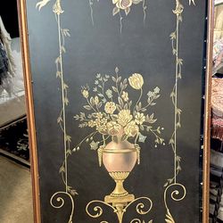 Beautiful Art, Deco, Or Renaissance Style Handpainted Motif Wall Panel Framed