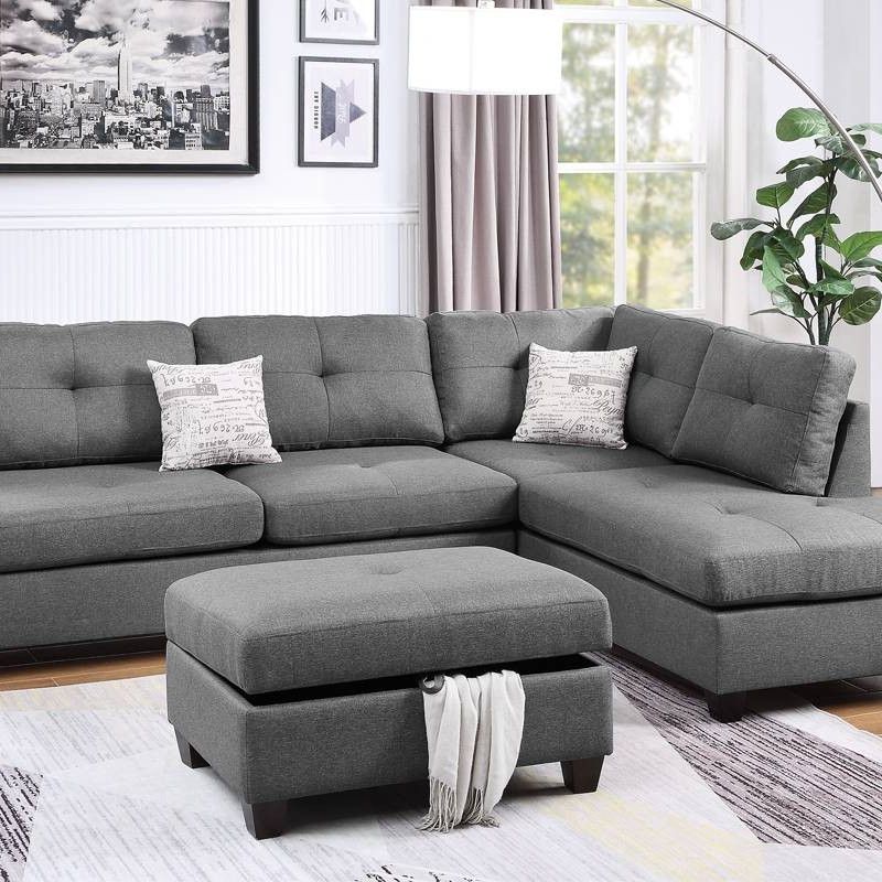 Reversible Sectional & Ottoman - AVAILABLE IN GREY, MOCHA OR BLACK COLOR 