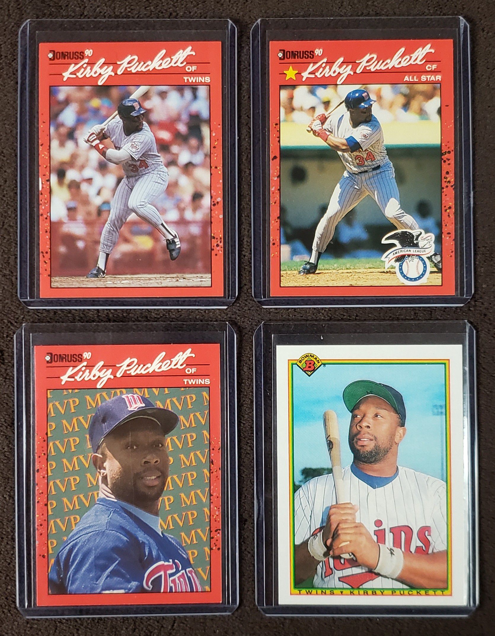 4 Kirby Puckett Baseball Cards