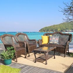  🆕🚚 4 Piece Patio Chair Set With Built-in Cushions Outdoor Patio Furniture Brand New Patio Furniture 🆕🆕🚚