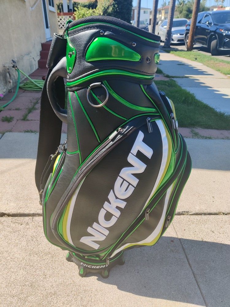 Nickent Mid Staff Bag 4DX 10" Multi-Logo Green Black 4 Way Golf Bag 12 LBS