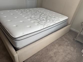 Queen Linen bed and art work