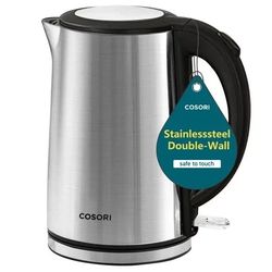 Cosori 1.5L Double Wall Stainless Steel Electric Kettle  ,Plastic-Free Interior,,Silver