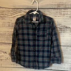 Carter's Navy Plaid long sleeve Button Down Shirt size 4t