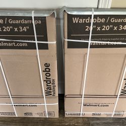 (2) New Walmart Wardrobe Packing Boxes 20” X 20” X 34”