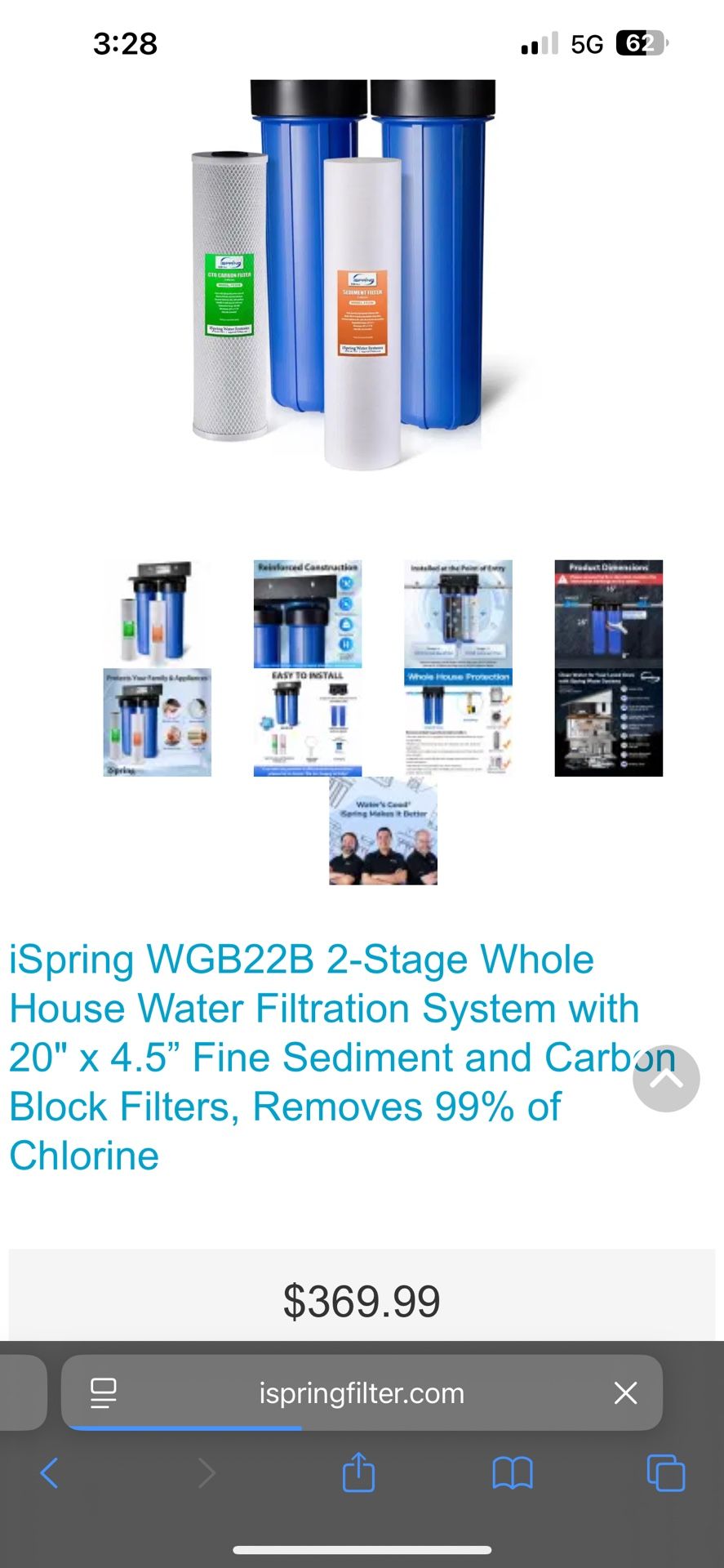 ISpring 2-stage Whole House Water Filtration System