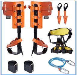 VEVOR Tree Climbing Spikes Set, 1 Pair Height-Adjustable Climbing Spurs with Security Harness and Utility Rope, 350lbs Load Capacity Tree Climbing Gea