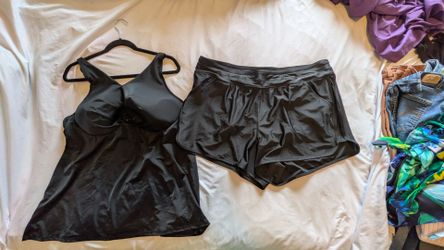 Lane Bryant black  Tankini with swim shorts - never work