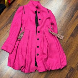 Alice + Olivia Pink Wool Blend Pleat Front Belted Jacket 