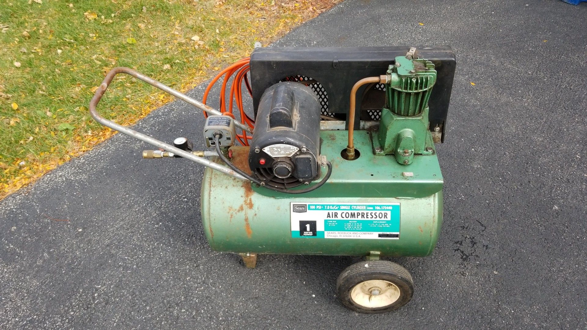 Sears vintage belt driven air compressor