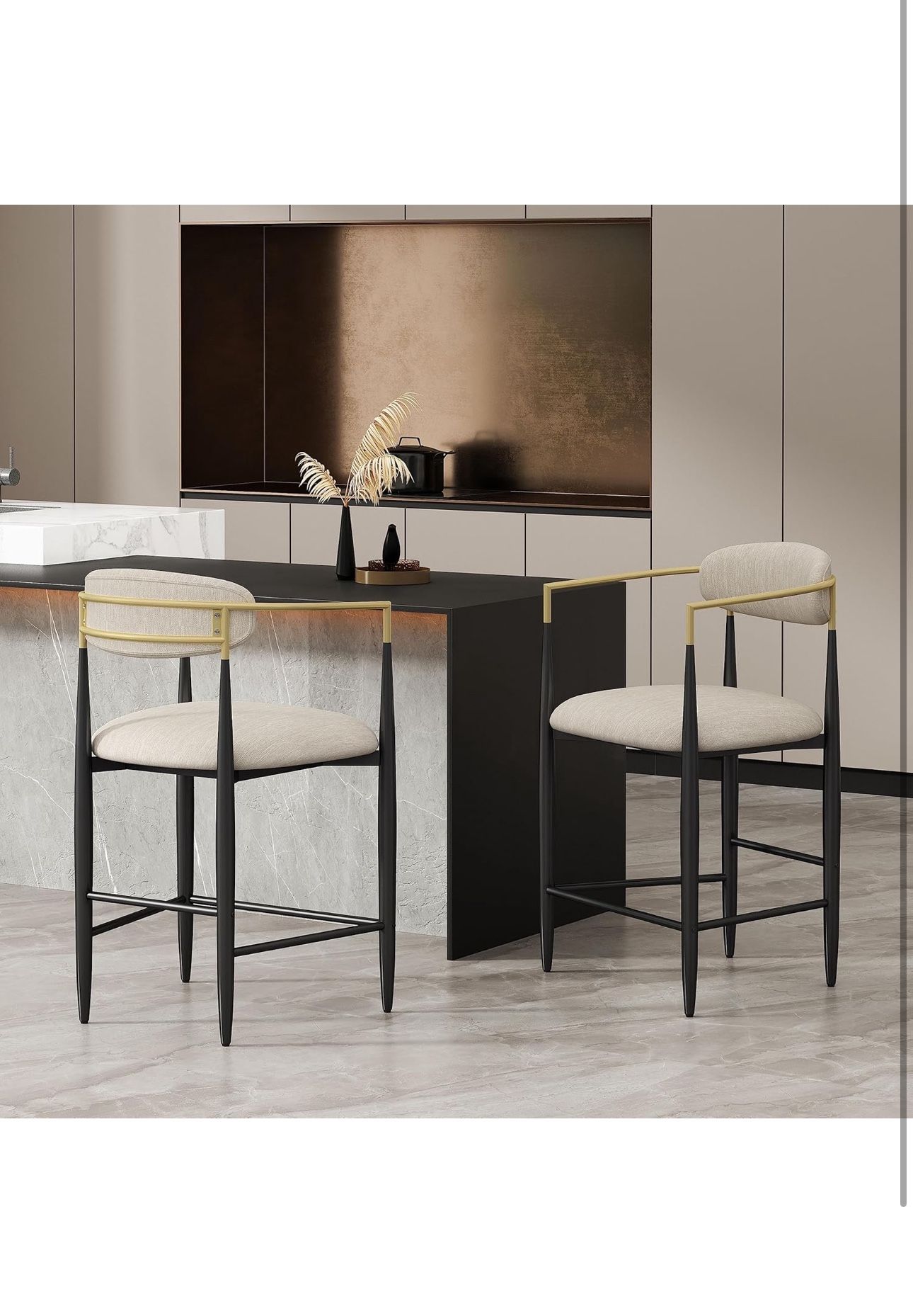 Coaster Tina Contemporary Fabric Upholstered Counter Chair in Beige