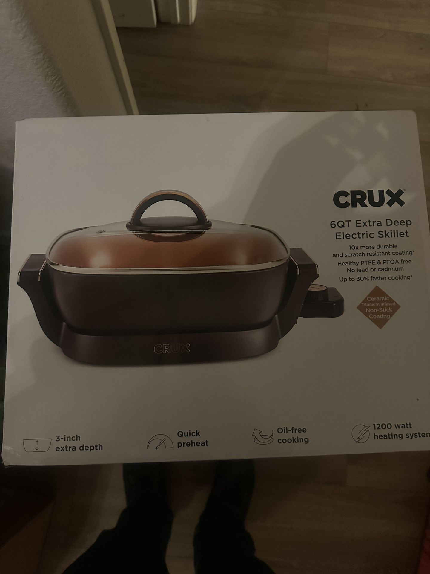 Crux Extra Deep Nonstick Scratch Electric Skillet