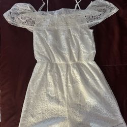 Ultra flirt,  Crochet White Romper With Shorts (M)
