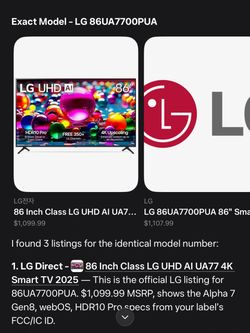 LG 86" UHD AI UA77 4K Smart TV