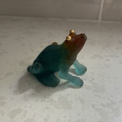 Signed Daum France Pate De Verre Glass Frog