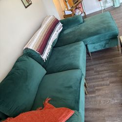Green Sectional Sofa/record Player/table 