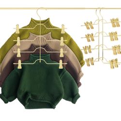 Multilayer Space Saving Pants & Skirt Hanger , Baby hanger for Kids ,3 Pack , Gold