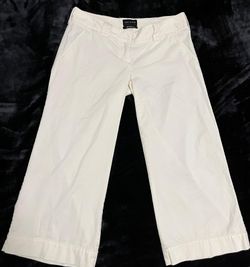 The Limited Women’s White Capri Pants Solid Stretch Flat Front Cotton Spandex