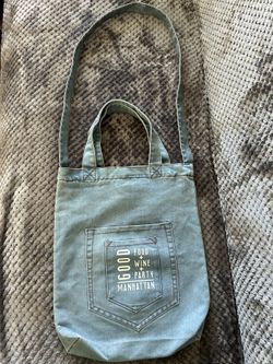 Good Food + Wine + Party Denim Tote Bag 