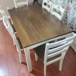 Real Wood Kitchen Table (6 Chairs) 5'×3'