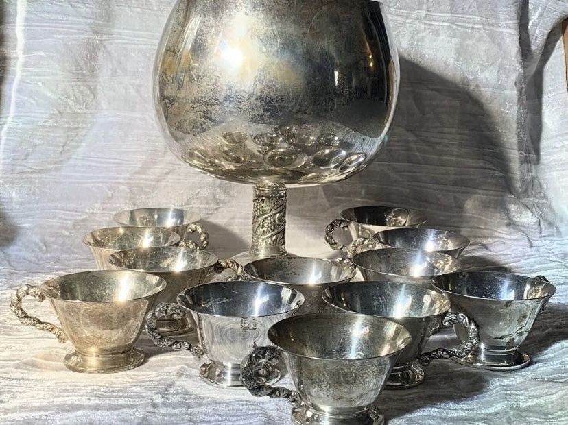 RARE VTG Valero Spain VRO2 EPB 12ct Punch Set | Punch Bowl & 12 Cups