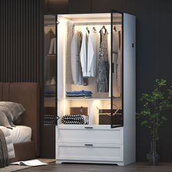 Modern White Wardrobe with Human Body Sensor Light $260