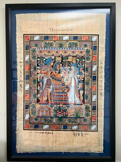 Large Framed Egyptian Papyrus Artwork – 63” x 43”
