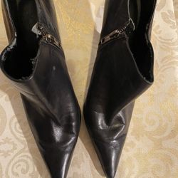 Black Leather Nine West High Heel Shoe Boots 10.5 M