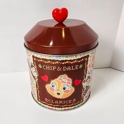 Rare Hong Kong Disneyland Chip & Dale Clarice Heart Cookie Tin Souvenir 5.5"